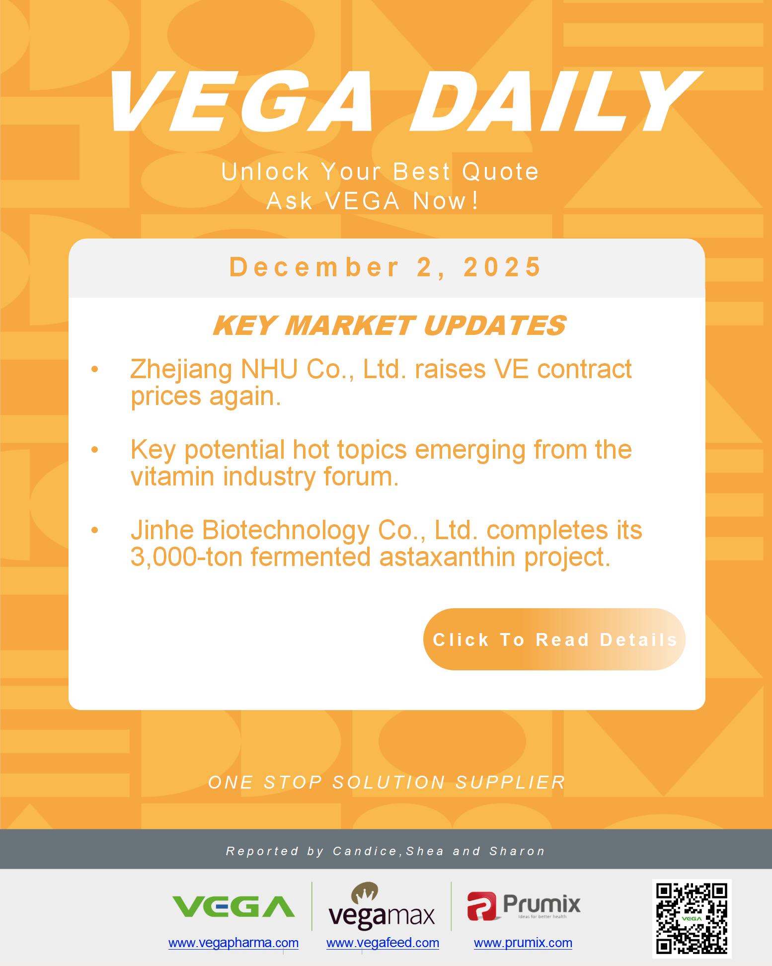 VEGA Daily Dated on December 2nd 2025 Vitamin Amino Acid APl Food Additives.jpg